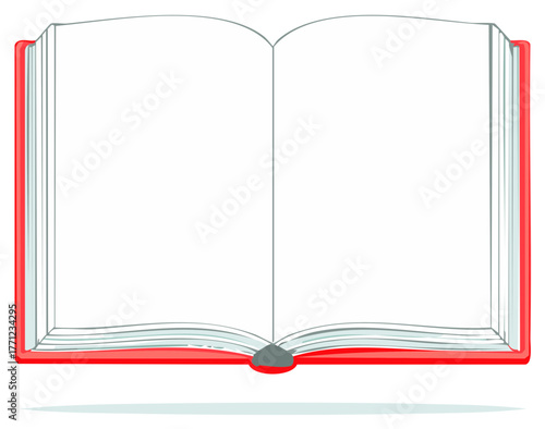 Open red book with clean blank pages ready for your custom content