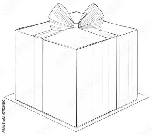 Simple line drawing of a square gift box with a bow on top
