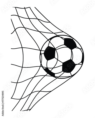 Soccer Ball Goal Net Vector Illustration Sport Competition Concept