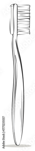 Artistic Outline Illustration of a Toothbrush for Oral Hygiene