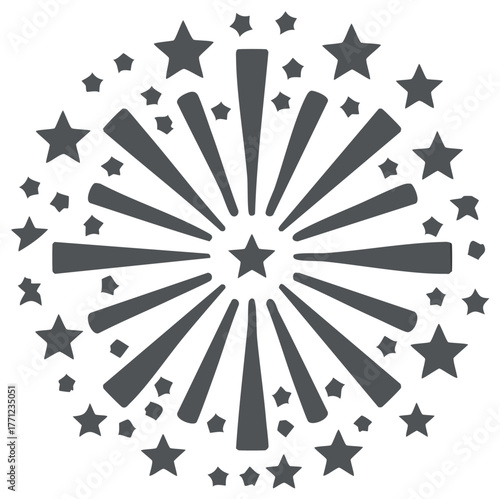 Starburst illustration with radial beams and star elements