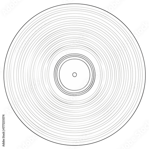 Monochromatic Vinyl Record Grooves Abstract Circular Pattern
