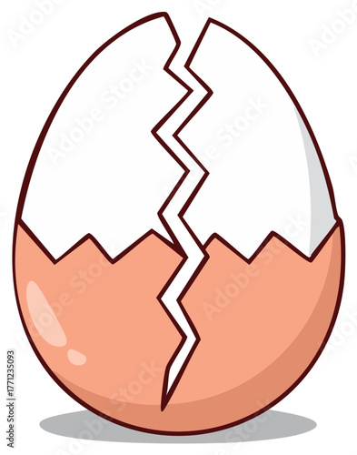 Cracked Egg Shell Graphic with Jagged Split Perfect for Easter Holiday
