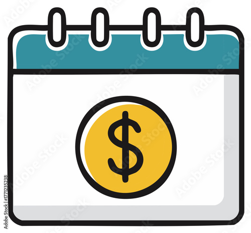 Calendar with Dollar Coin Symbol for Financial Planning and Budgeting