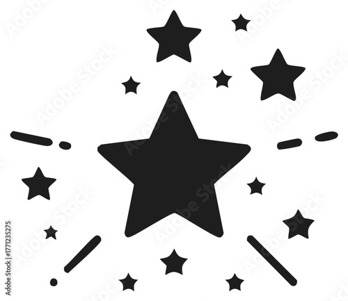 Magic star and sparkle burst icon hand drawn vector illustration