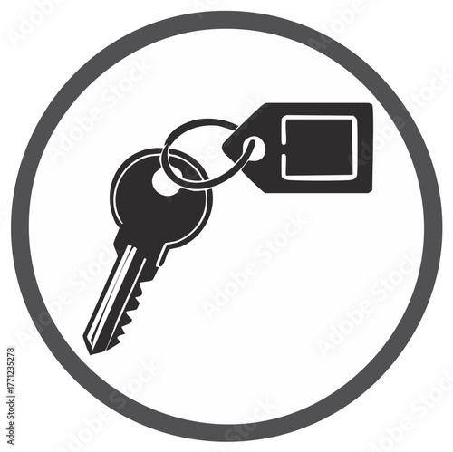 Key with Tag Graphic Icon Security Access Flat Design Circle Sign