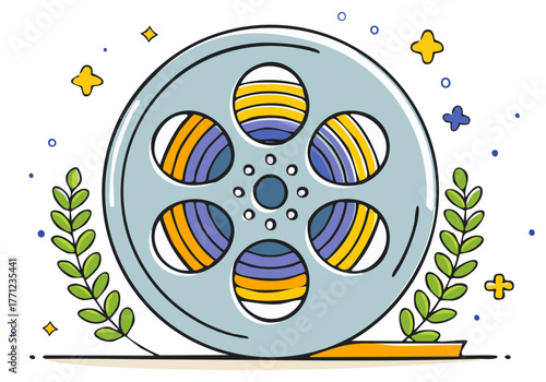 Wallpaper Mural Film Reel Award with Laurel Wreath and Stars Graphic, Vector Illustration Torontodigital.ca