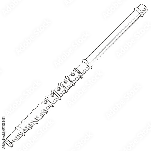 Wallpaper Mural Isolated Line Art Illustration of a Flute Musical Instrument with Finger Holes Torontodigital.ca