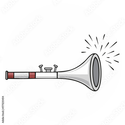 Cartoon Trumpet Sounding Music; Graphic Illustration of Musical Instrument Horn