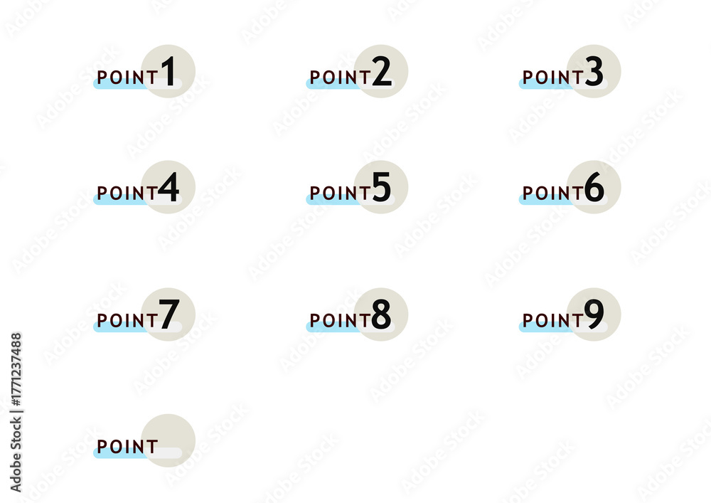 Fototapeta premium Set of Point Number Icons - Vector Illustration for Infographic, Presentation and Web Design