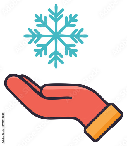 Snowflake in Hand Cartoon Isolated Illustration Winter Season Festive Holiday Graphic