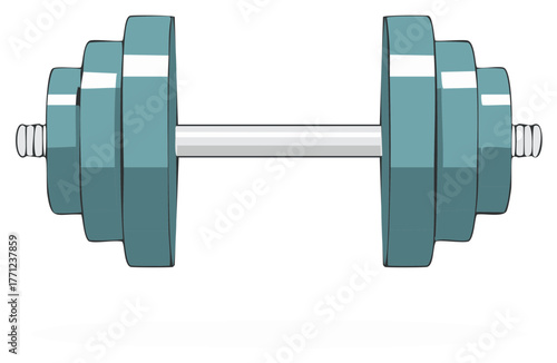 Cartoon style dumbbell on white for exercise, gym, and fitness themes