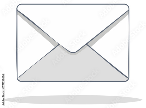 Clean Vector Illustration of a Gray and White Envelope with a Subtle Shadow