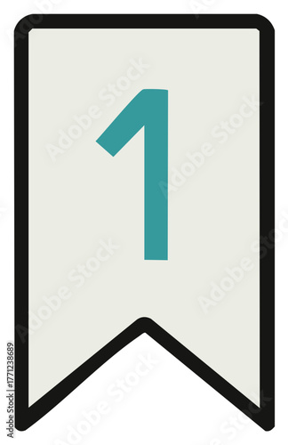 Number one on a swallowtail pennant banner. First place, winner, and achievement symbol icon.