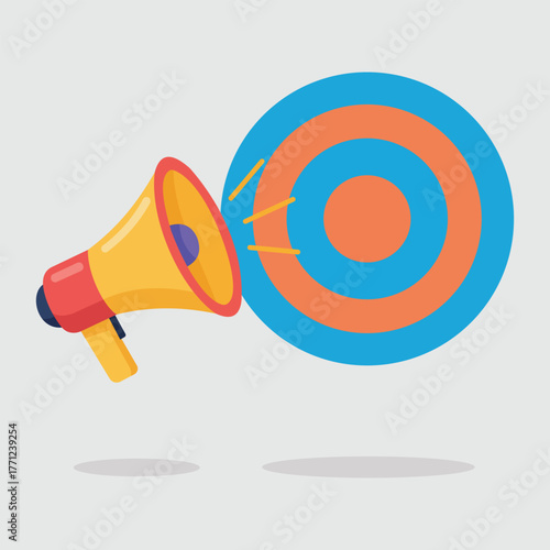 A target symbol with a megaphone, illustrating digital marketing and audience reach