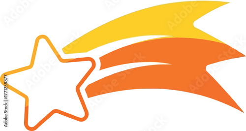 Vibrant shooting star icon bright orange yellow tail festive celebration vector