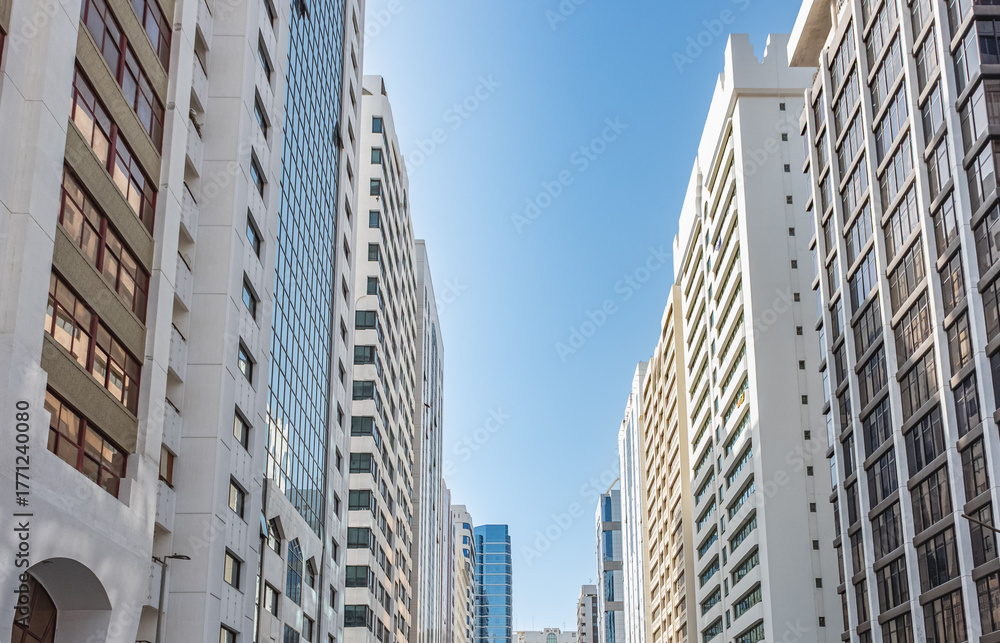 Fototapeta premium Facade of Modern residential apartment buildings exterior. Real estate property condo architecture