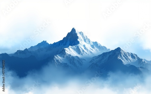 Blue mountain background. landscape background design with watercolor brush texture. Wallpaper design, Wall art for home decor and prints. High quality