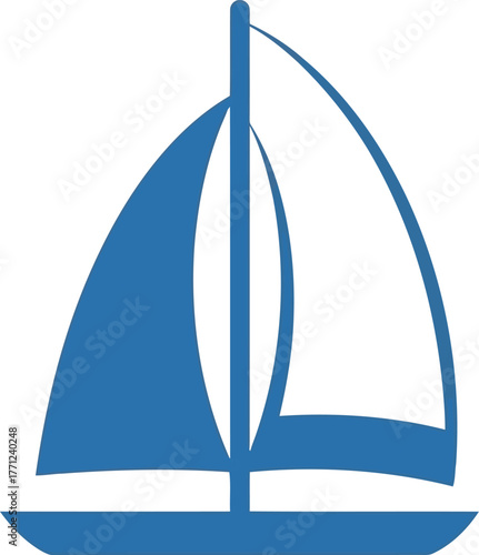 Blue sailboat icon vector art sea adventure nautical transportation vector
