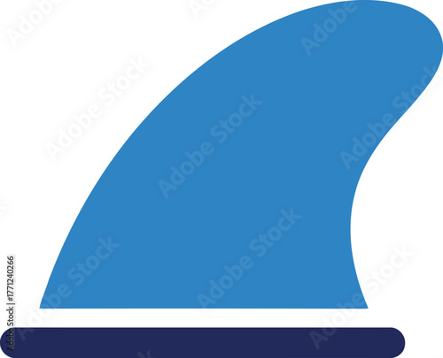 Blue surfboard fin isolated clean water sport accessory vector