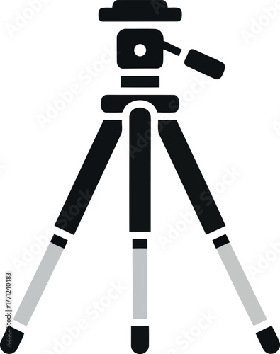 Modern compact tripod stable support for photography videography gear vector