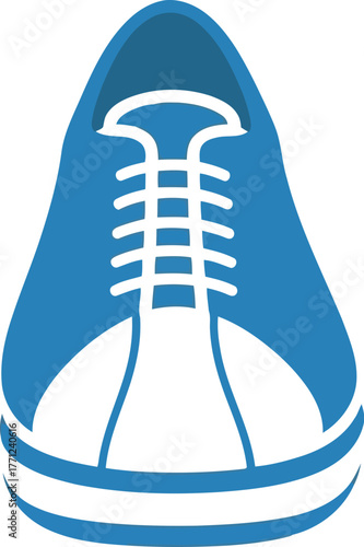 Blue canvas sneaker front view isolated graphic vector