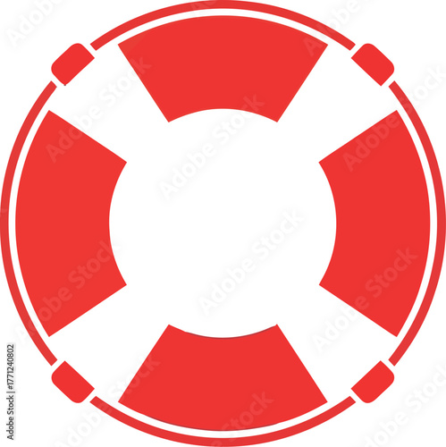 Red and white lifebuoy ring rescue safety equipment icon vector