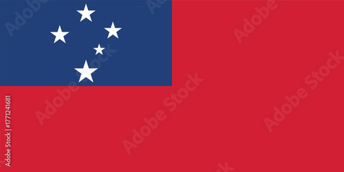 The national flag of Samoa, featuring a red field with a blue rectangle in the canton bearing the Southern Cross constellation.