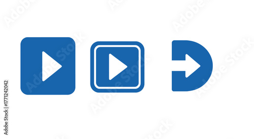 Vector illustration of play button icon set collection of different play button shapes, representing media control, video playback, or start action