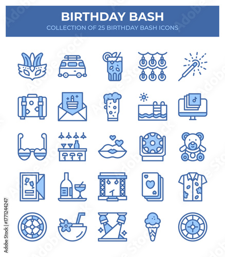 Birthday Bash. Collection of 25 Birthday Party Icons