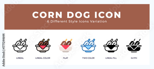 Corn dog set of vector icon. For web. and mobile app