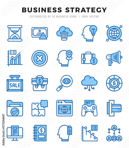 Business Strategy icons set. Vector illustration.