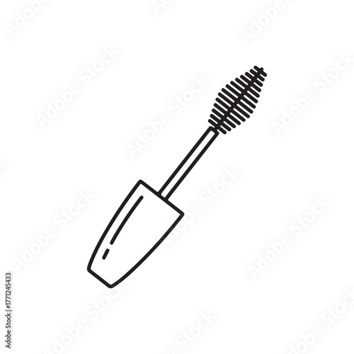 outline mascara brush icon, design in flat style on white back ground