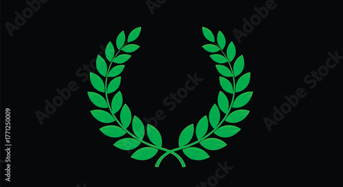 Green laurel wreath on a, symbol of victory and honor