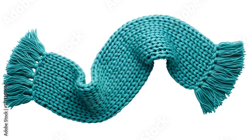 Chunky knit accessory accessory flows dynamically against a dark background