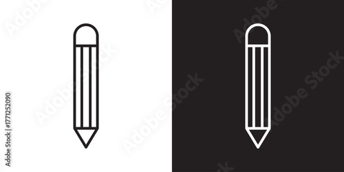 Pencil Icon Perfect for Writing and Education on black and white background.
