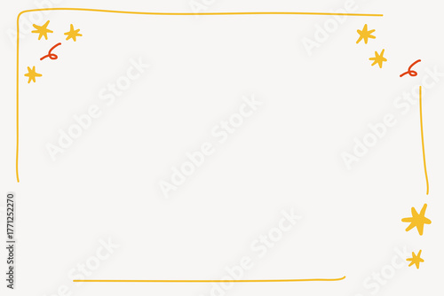 Festive yellow doodle frame vector