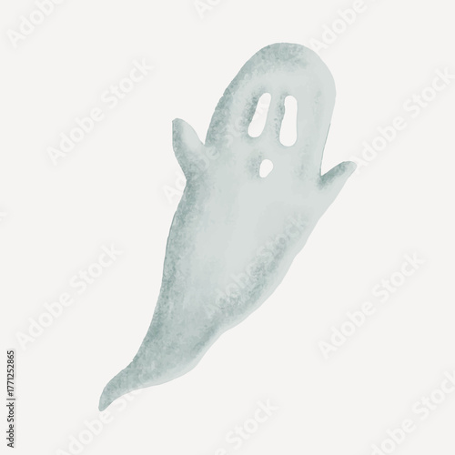 Spooky white ghost, cute Halloween collage element vector