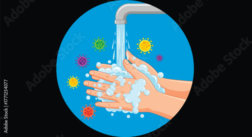 Washing hands with soap and water to prevent virus infection