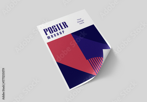 Realistic Curled Corner Poster Mockup Template