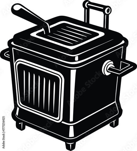 deep fryer icon, deep fryer Black silhouette vector illustration