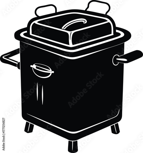 deep fryer icon, deep fryer Black silhouette vector illustration