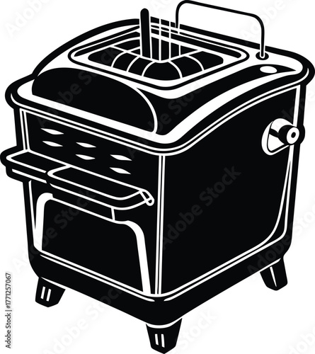 deep fryer icon, deep fryer Black silhouette vector illustration