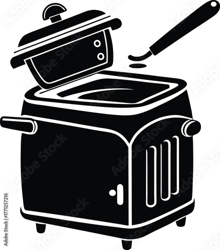 deep fryer icon, deep fryer Black silhouette vector illustration