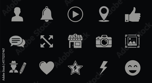 Set of social media and web icons on