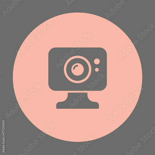 Webcam icon illustration in a minimalist style on pink background  