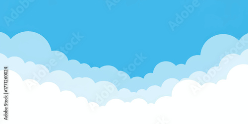 Vibrant blue sky filled with fluffy white clouds beautiful natural ambiance isolated on white background