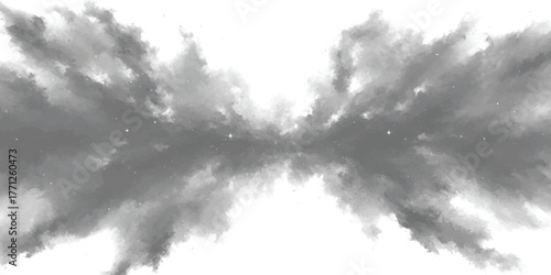 PrintAbstract grayscale smoke wisps reaching outward and reflecting downward isolated on white background