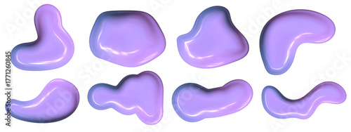 Iridescent 3D blob with flowing chrome texture. Abstract liquid design radiates Y2K energy and glossy 3D blob motion.