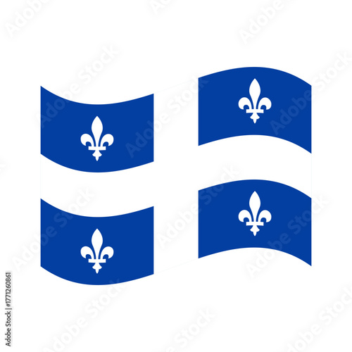 Waving Quebec flag icon. Vector.